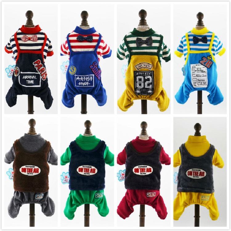 2017年秋季新款条纹贴标背带裤套装秋款单层假两件绒背心套装