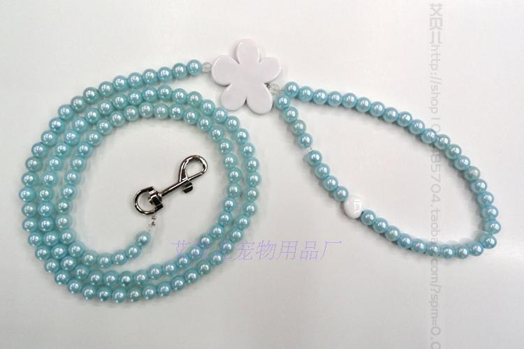 Colorful bead cat and dog leash, pet pearl leash, dog colorful bead leash, bead chain, dog chain Specification image