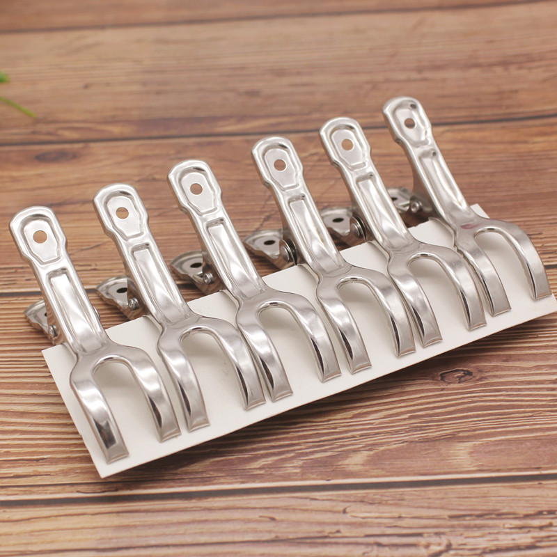 不锈钢衣服晾晒夹子6只装被夹大号小号强力防风晒被子夹子产品图