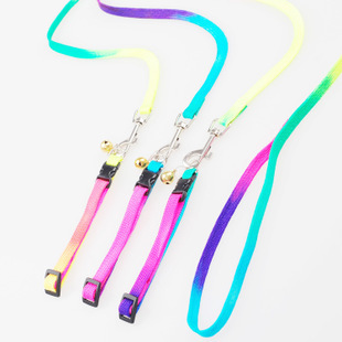 Pet leash, colorful and dazzling collar, bell dog leash, cat leash, seven-color dog chain, universal neck collar for both cats and dogs Specification image