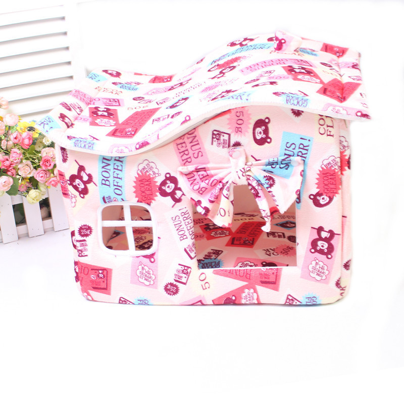 Yabei Pet Dog Bed House, dog bed, cat bed, door curtain, Wave House, winter warm bed with cushion, velvet large bed Specification image