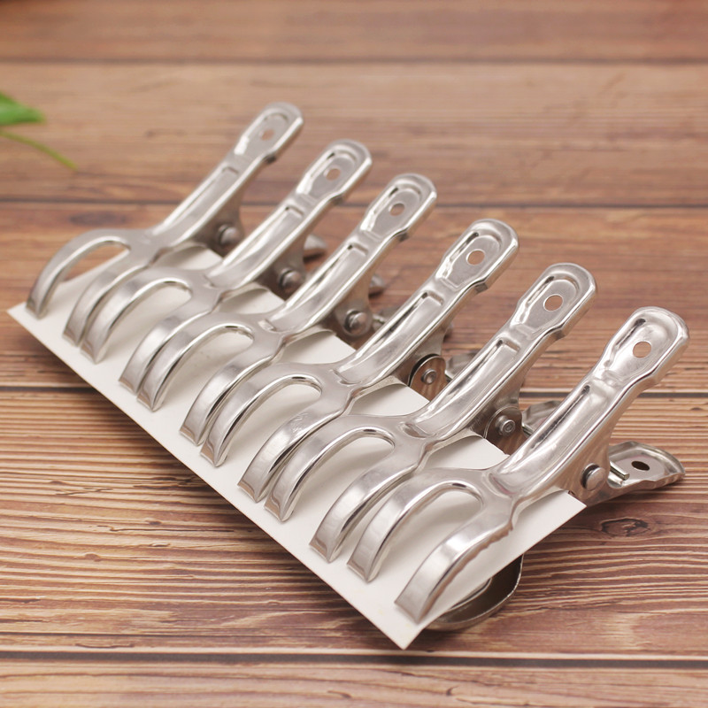 不锈钢衣服晾晒夹子6只装被夹大号小号强力防风晒被子夹子