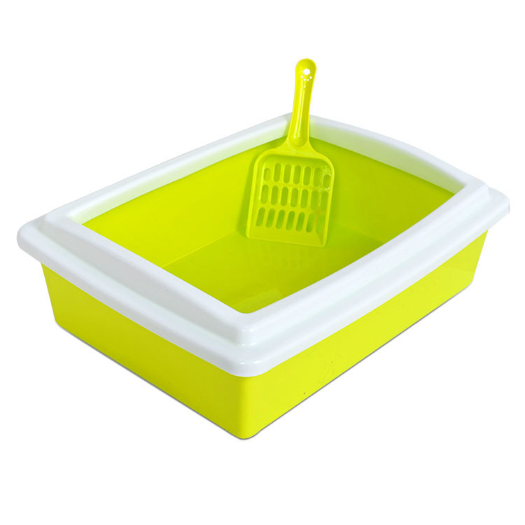 حوض الرملي للقطط الملونة ثلاثي الألوان، حوض رملي ثلاثي الألوان، مرحاض رملي مع مجرفة قطط Application Scenario