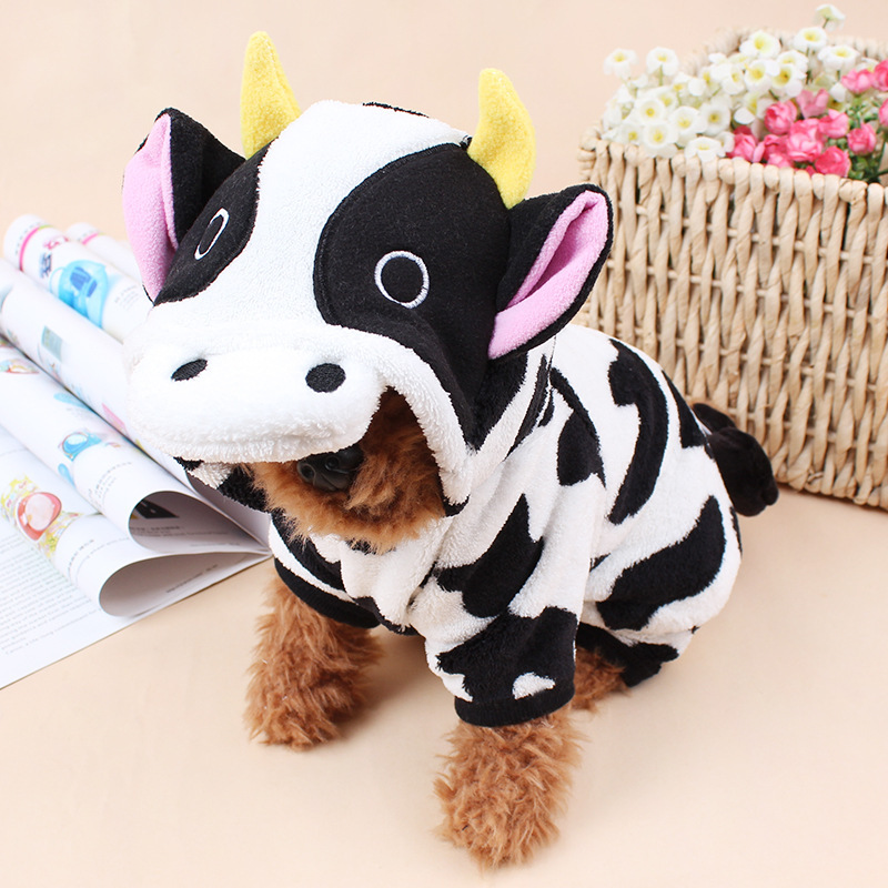 现货批发2015新品宠物服饰 珊瑚绒奶牛变身装 宠物衣服秋冬装产品图