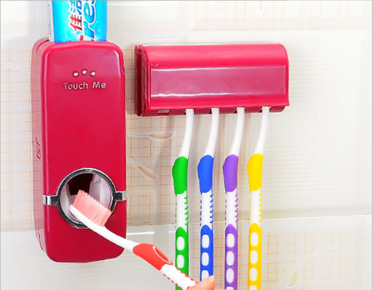 Automatic toothpaste dispenser set with dust-proof toothbrush holder, toothpaste dispenser and washbasin cover in one details Picture
