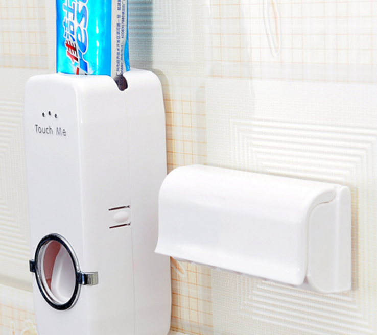 Automatic toothpaste dispenser set with dust-proof toothbrush holder, toothpaste dispenser and washbasin cover in one