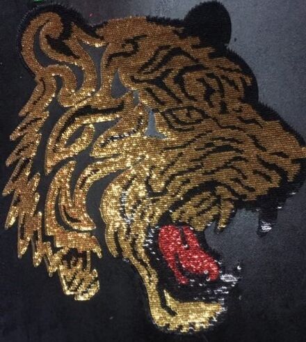 New 2mm bead tiger head cloth patch embroidery patch sequin tiger head