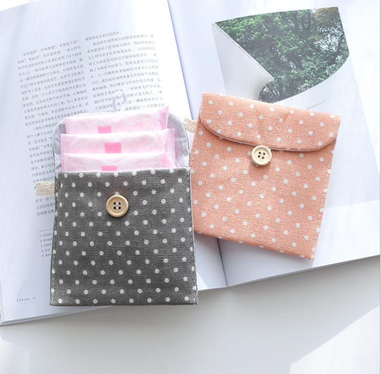 Korean version of lovely fabric fresh polka dot cotton tampon bag/sanitary napkin storage bag Tampon bag