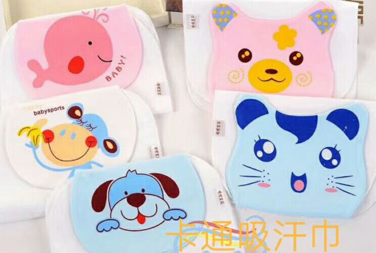 萱贝卡萌4层高密棉纱儿童婴幼儿卡通吸汗巾