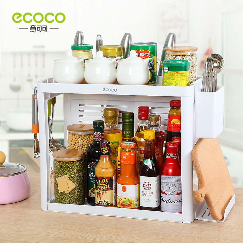 [Full Set] Desktop Kitchen Shelf Simple Plastic Multi-Functional Large-Capacity Storage And Finishing Shelf Application Scenario