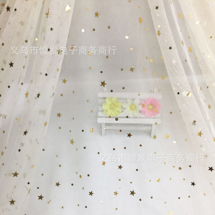 Soft yarn hexagonal mesh yarn star dot mesh fabric, stage costume fabric, diy handmade headwear accessories, head flowers details Picture