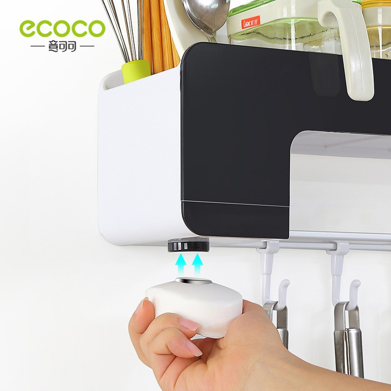 Storage Shelf Multi-Functional Black And White Kitchen Nail Free Traceless Simple Multi-Purpose Storage Shelf Waterproof Application Scenario