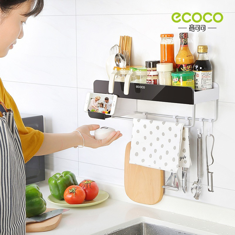 Storage Shelf Multi-Functional Black And White Kitchen Nail Free Traceless Simple Multi-Purpose Storage Shelf Waterproof Specification drawing