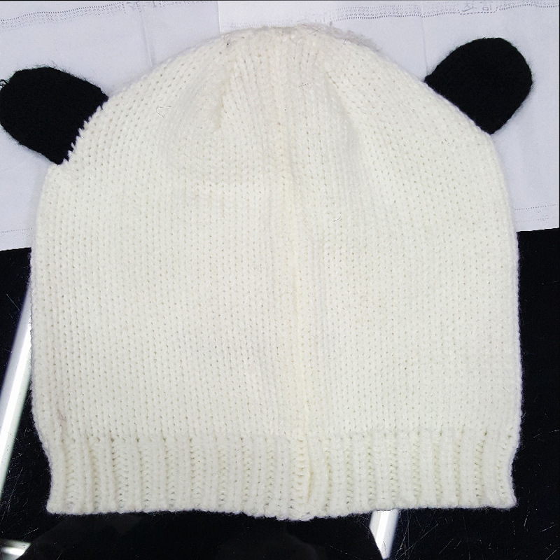 2018新款针织帽子 可爱秋冬季防风保暖卡通熊猫毛线帽 外贸款产品图