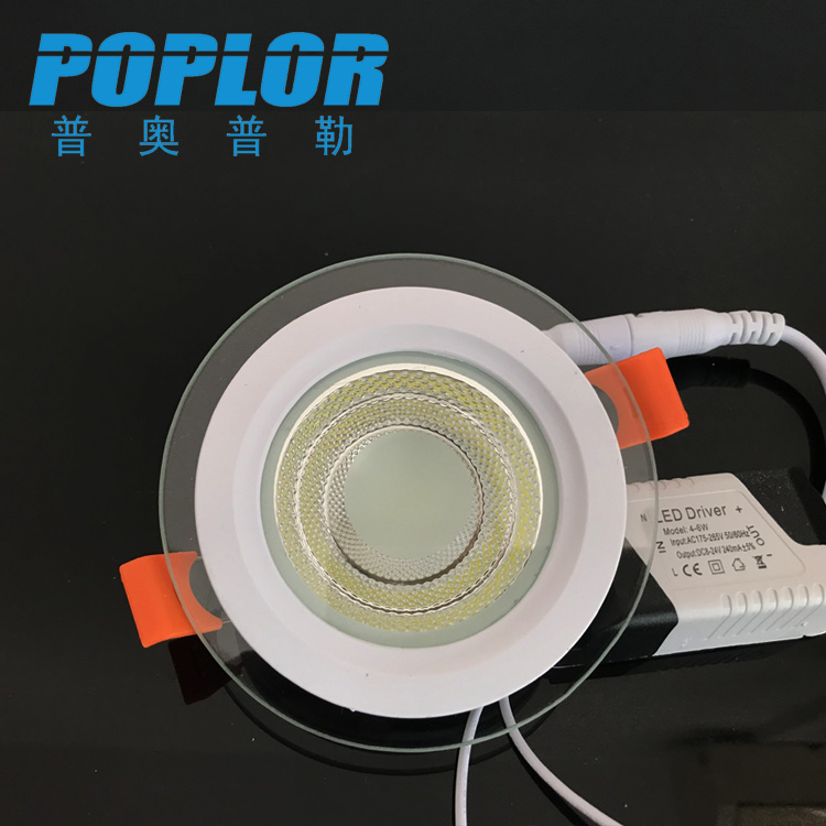 LED Glass COB panel light 5W Round LED panel light Aluminum PC constant current