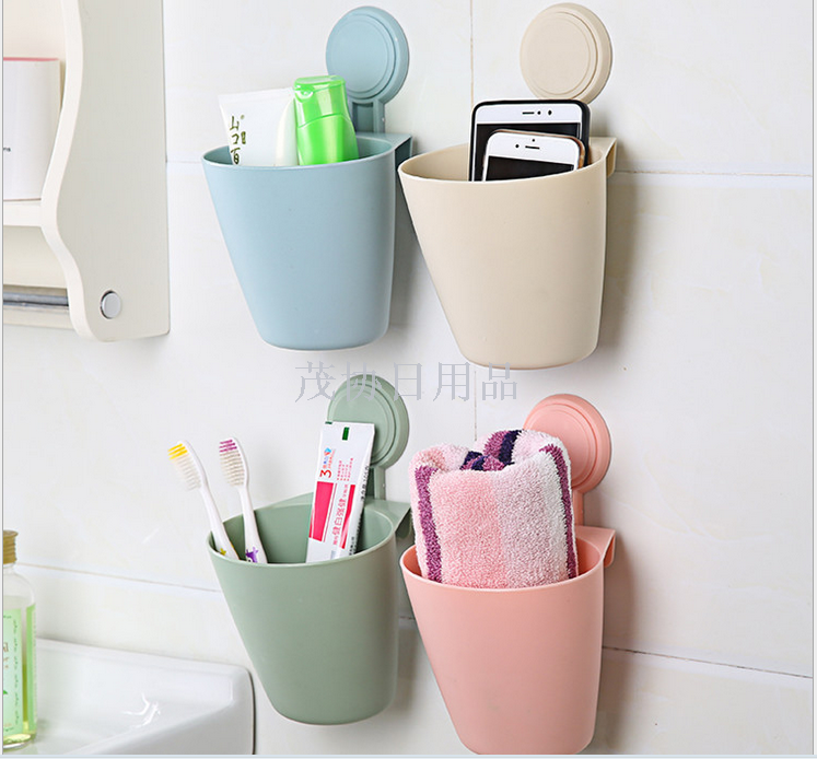 Factory direct creative magic Patch bathroom strong suction wall hanging cosmetics bath basket
