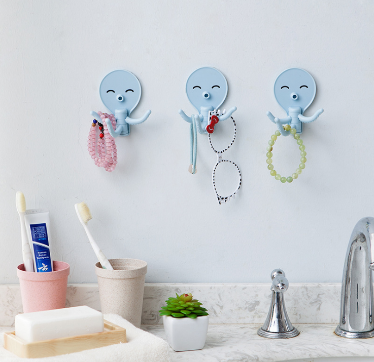 Creative and cute octopus hook, strong adhesive, seamless, nail-free wall-mounted load-bearing wall hook details Picture
