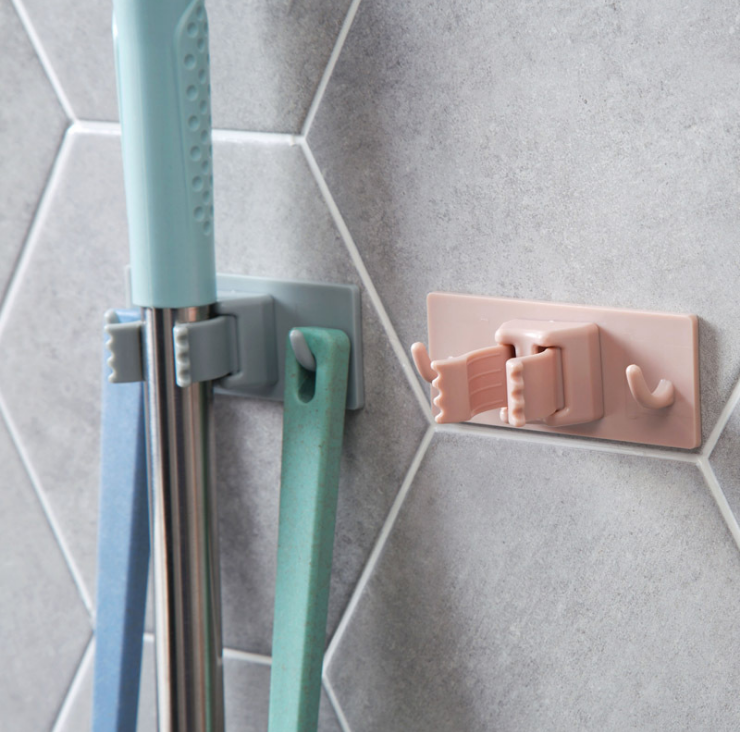 免打孔粘贴拖把架壁挂拖把挂钩浴室墙上扫把挂架墙壁拖把夹