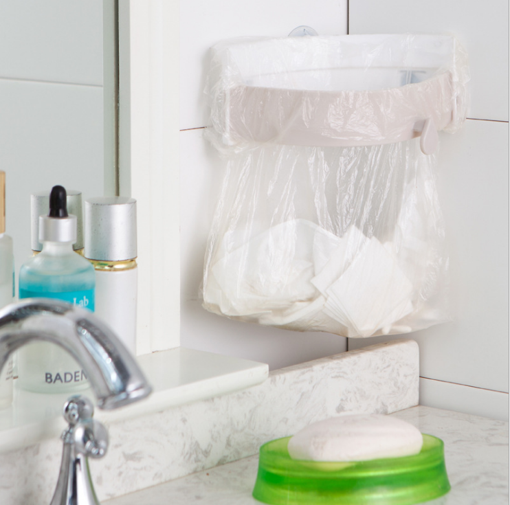 A powerful three-suction cup water trough garbage bag rack and creative garbage bag hanging rack Application Scenario