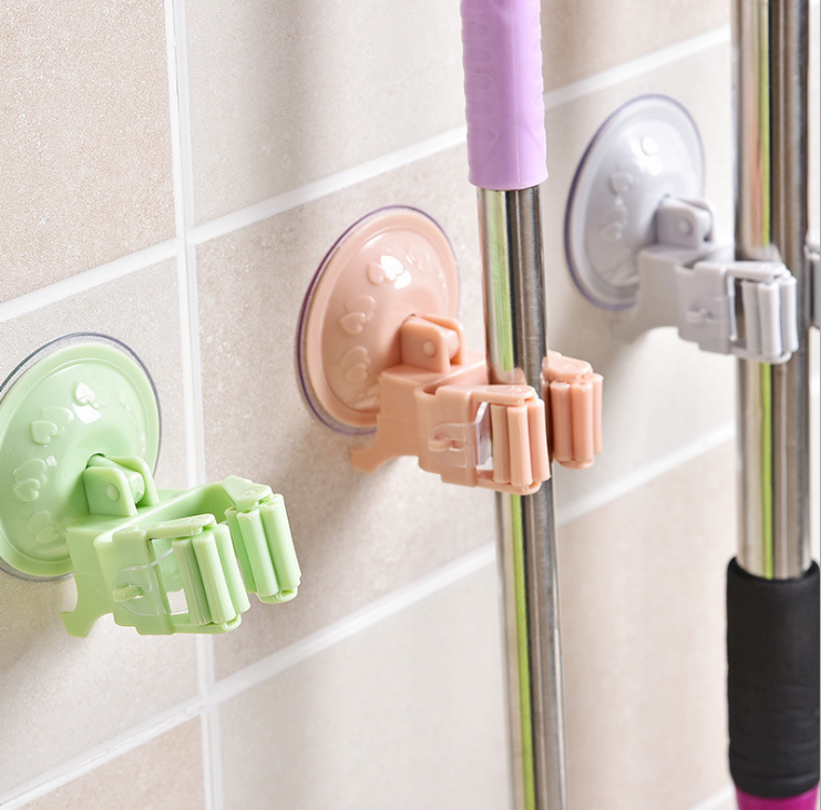 素色门后拖把挂架扫把架吸盘拖把挂钩 强力无痕真空吸盘拖把架