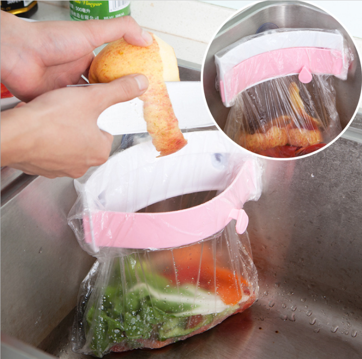 A powerful three-suction cup water trough garbage bag rack and creative garbage bag hanging rack