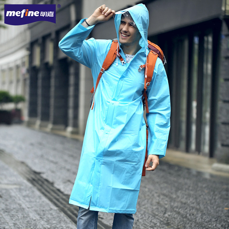 Thickened eco-friendly EVA non-disposable adult raincoat, travel outdoor fluorescent green long gown raincoat, raincoat factory Specification image