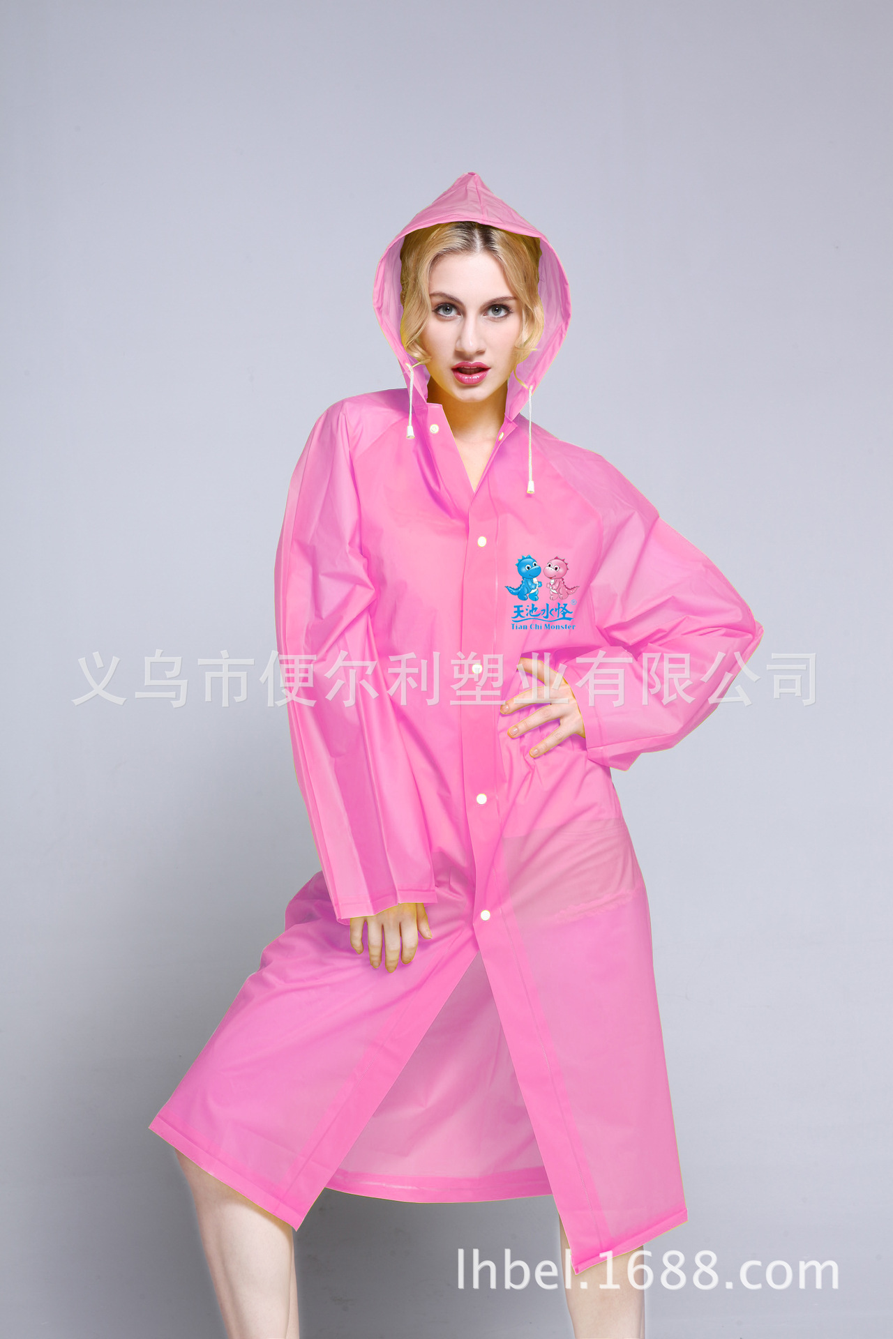 Promotional adult eco-friendly one-piece raincoat, EVA thickened breathable long shirt, non-disposable travel lightweight raincoat Specification image