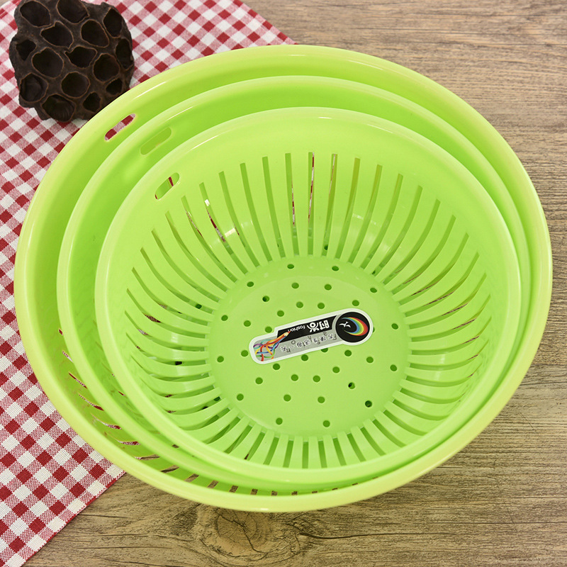 多功能圆形镂空沥水洗菜篮塑料篮子厨房洗菜盆水果篮一件代发包邮详情图2