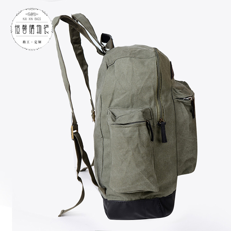 大容量帆布双肩包 12安水洗帆布包双肩包男女通用 背包可定制细节图