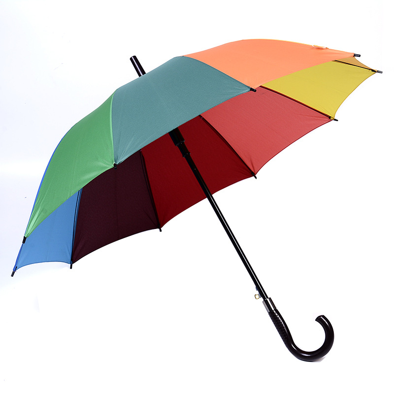 义乌好货 彩虹伞长柄韩国自动创意男女七彩情侣定制直柄弯柄雨伞