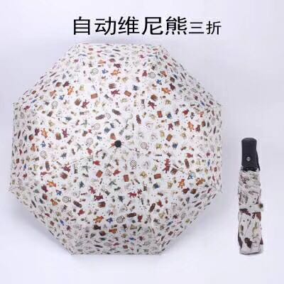 自开收布郎熊三折伞细节图