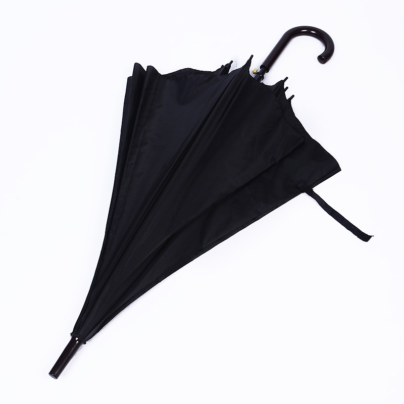 义乌好货 新品黑色雨伞长柄纯黑弯柄超大自动男士商务大黑伞详情图4
