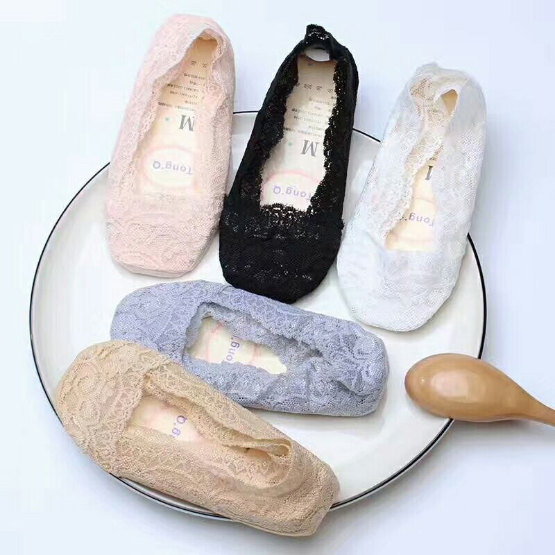 春夏款蕾丝花边真丝带硅胶隐形袜产品图