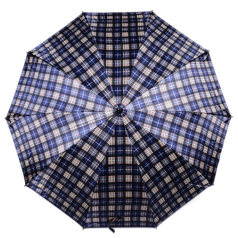 义乌好货 长柄直杆防风自动伞 条纹格子雨伞 男女伞大号格子伞