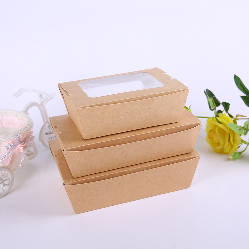 厂家直销环保食品包装盒快餐盒一次性牛皮纸盒打包可定制