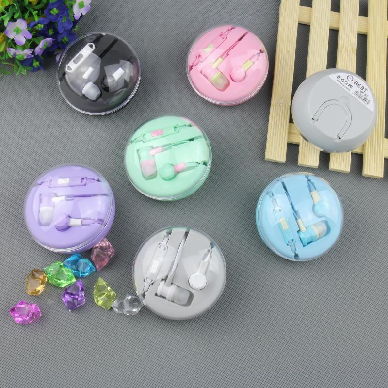 JHL-RE071 In-ear headphones, line control, universal mobile phone, noodle line, acrylic storage box, creative gift details Picture
