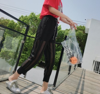 Sports mesh pants Bloomers loose bunches Harem pants nine points small foot casual pants