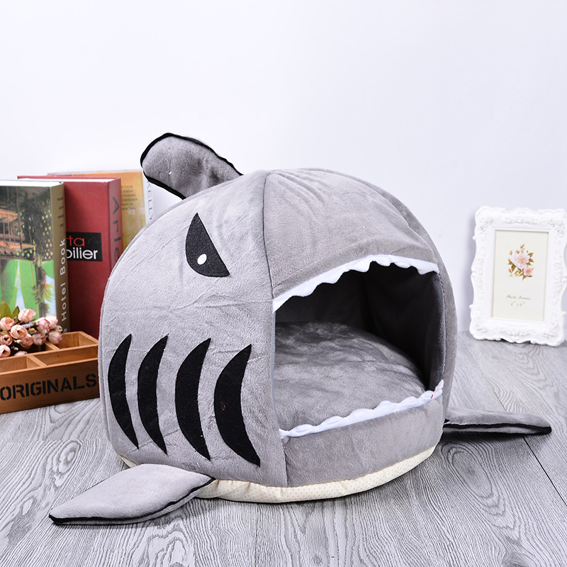 高品质宠物窝 舒适保暖 鲨鱼外形狗窝猫窝可拆洗窝垫批发产品图