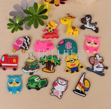 Customized creative cartoon silicone fridge magnets, cartoon three-dimensional soft rubber stickers, and PVC magnetic fridge magnets