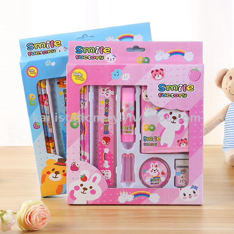 韩版儿童组合套装 创意卡通学习用品礼盒 幼儿园生日礼物定制批发