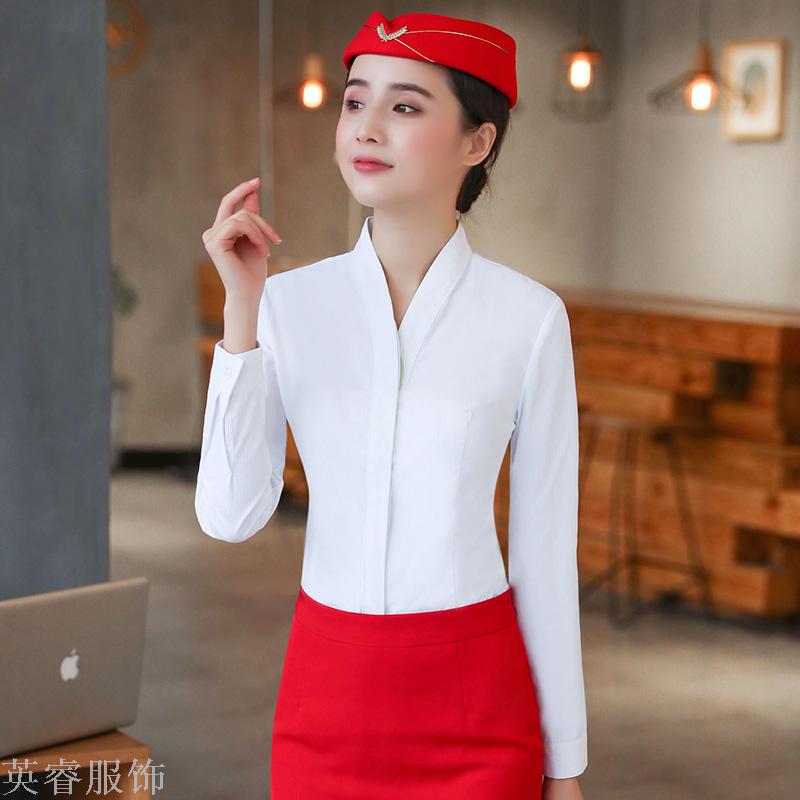 2018 new style fashionable chiffon shirt, mid-sleeved shirt, short skirt, summer workwear, ol work clothes for women