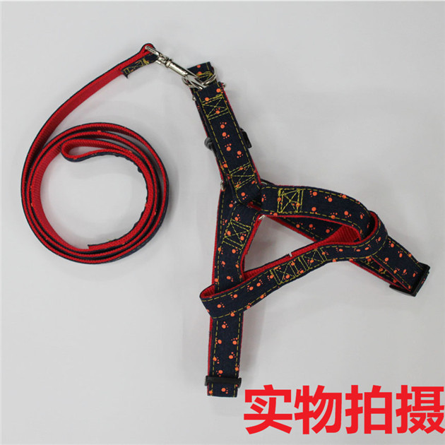 Denim chest and back cover, dog leash, leash, small and medium-sized dog pet supplies