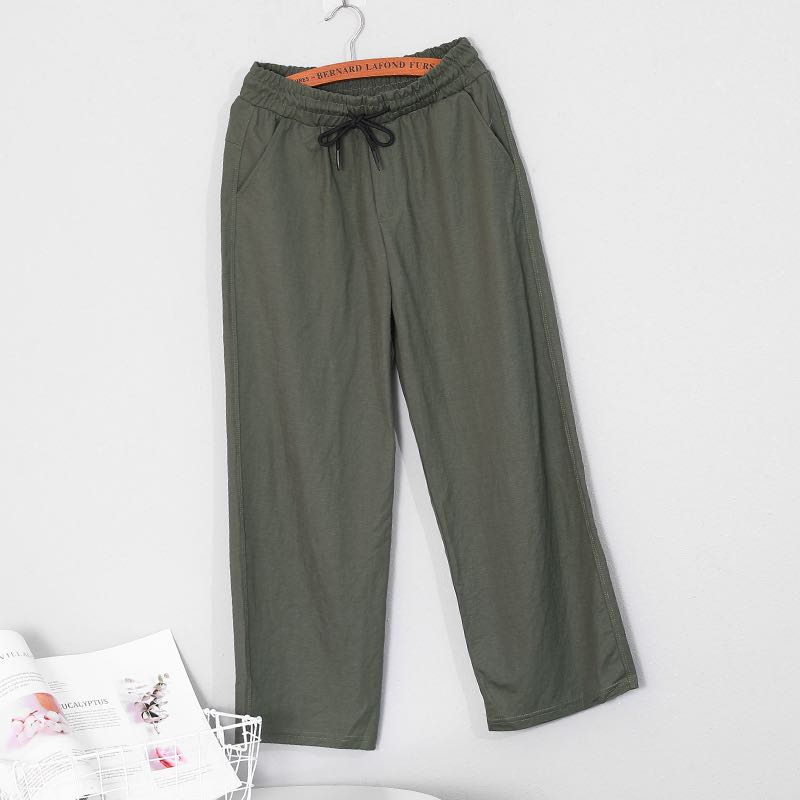 Bubble linen nylon loose wide-leg pants and cool pants details Picture