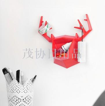 Bambi deer head storage rack antler wall hanging bathroom storage box Daily necessities jewelry storage rack debris rack