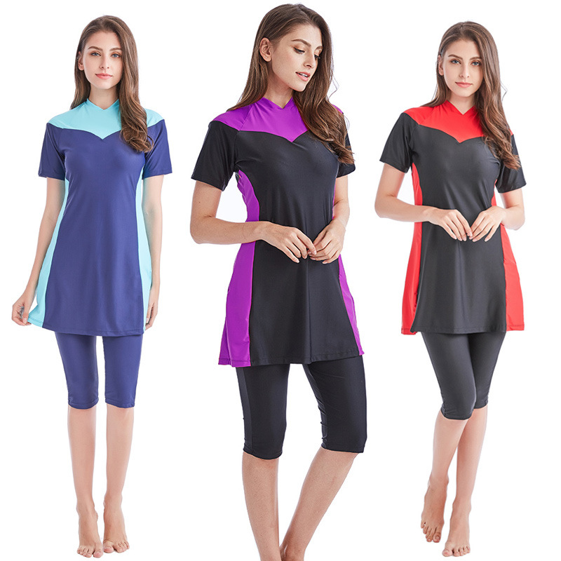 Women's short-sleeved conservative swimsuit Islamic women's beach swimsuit