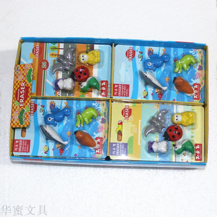 2018海洋生物鲨鱼海豚河马蝙蝠3D玩具橡皮擦环保TPR海洋橡皮擦