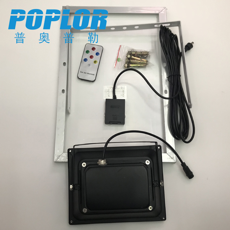 LED太阳能充电投光灯 20W户外照明声光控射灯防水遥控细节图