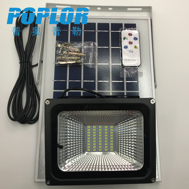 LED太阳能充电投光灯 20W户外照明声光控射灯防水遥控图