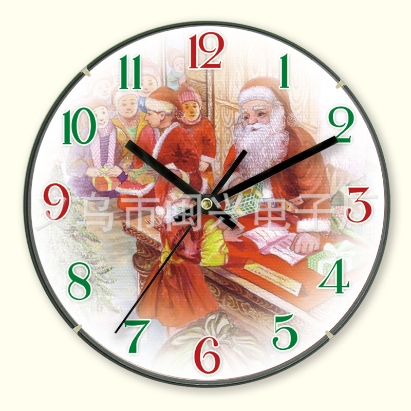 Yiwu Good Goods Xuda Christmas wall Clock wholesale daily Necessities at affordable prices XD-72-Y5 quartz wall clock details Picture