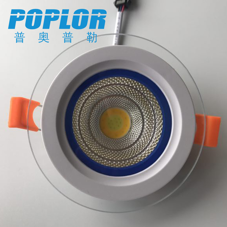 LED彩边玻璃COB面板灯 5W圆形面板灯铝材PC恒流分段细节图